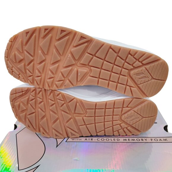 New Skechers Street Womens Juno Level Player White Gold Sneakers Shoes - Picture 7 of 8